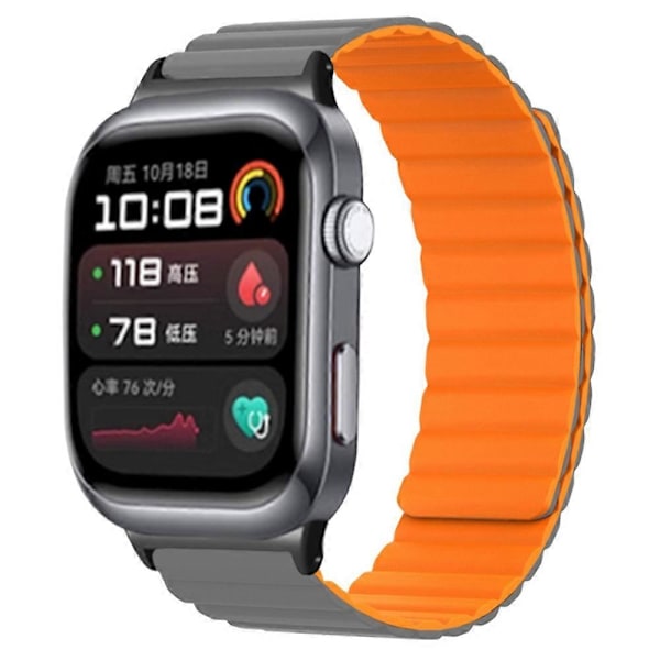 Til Huawei Watch D2 Silikone Urrem Magnetisk Udskiftningsrem - Grå Orange