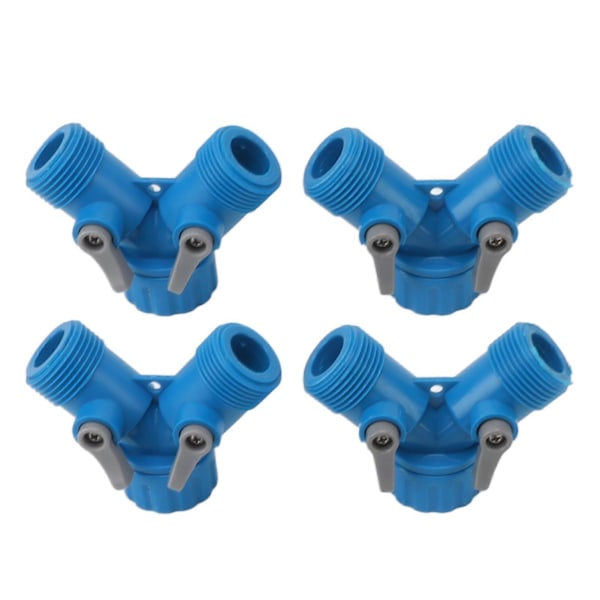 Kran Y-splitter 2-veis 2 ventiler Slangesplitterkobling for hageslangekran EU-standard 4 stk blå