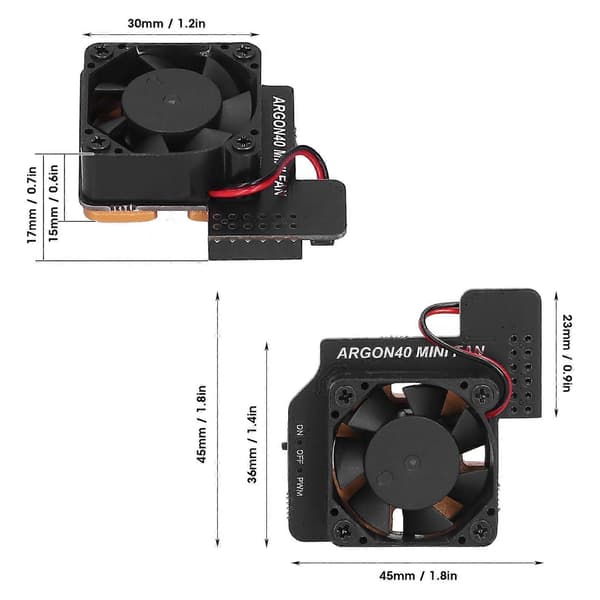 Køleblæsermodul til Raspberry Pi 4B 3B+/3B PWM Mini Varmeafledning med Messingbase