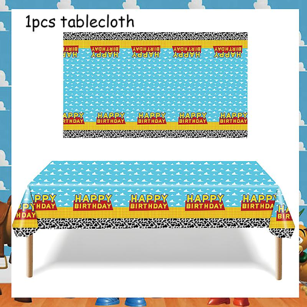 Blå himmel Vita moln Tema Festtillbehör Tecknad Toy Story Engångsservis kopp för barn Pojkar Födelsedagsfestdekorationer 1pc tablecloth