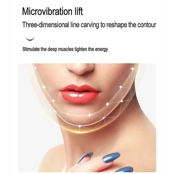 Ansiktslyftanordning LED Fotonterapi Ansiktsbantningsvibrations V-formad Massager Vit