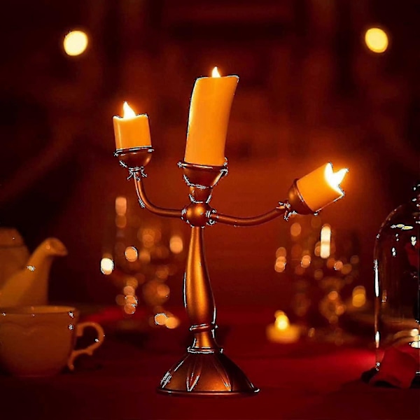 Klocka Ljusstake Skönheten Och Odjuret Ljusstake Lumiere LED Ljusstake För Bröllopsbord, Julparty, Heminredning