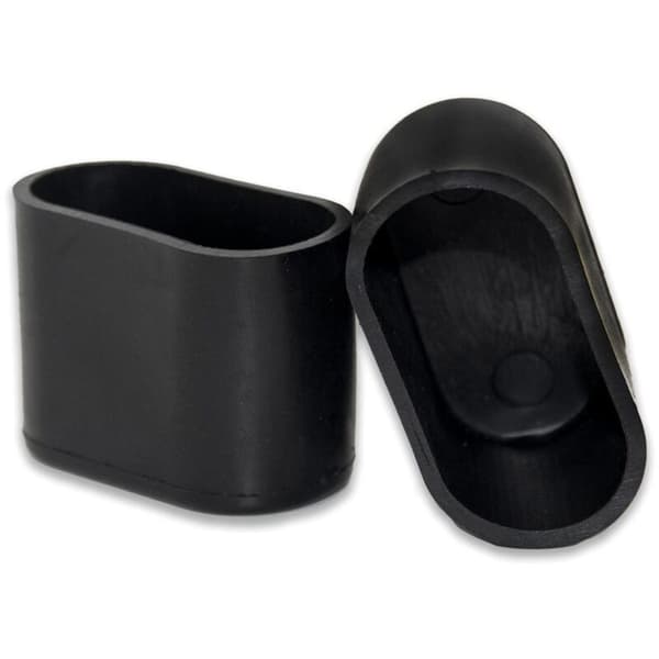 Sæt med 8 ovale bløde PVC-benkapper til stole-, bord- og møbelben, 15 x 30 mm, sort