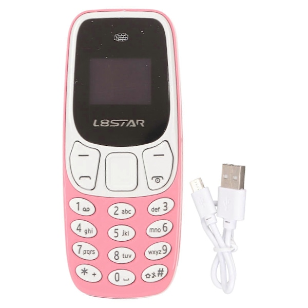 Maailman pienin puhelin Hands Free Bluetooth -valitsin Dual SIM -kortti Lukitsematon GSM 2 in 1 Mini-matkapuhelin Pinkki