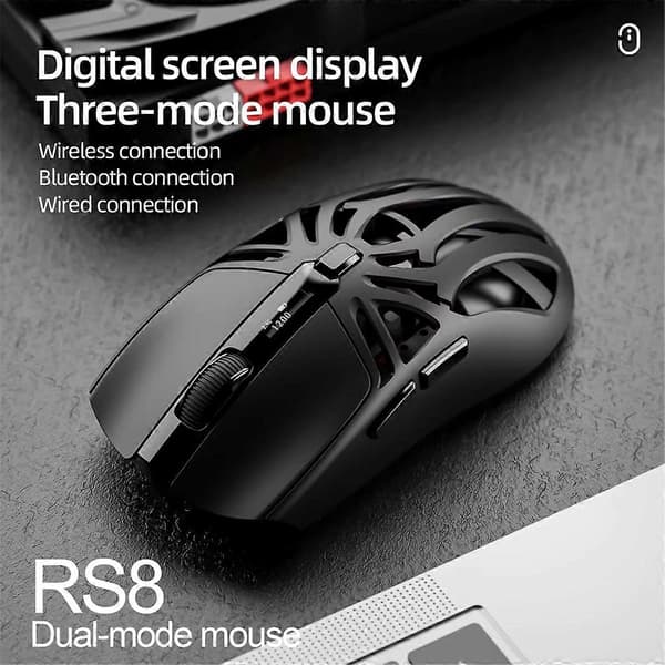SMAILWOLF RS8 Bluetooth Mus, 10000dpi, Tre-tilstandsforbindelse, Makro Gaming Mus til PC Notebook L