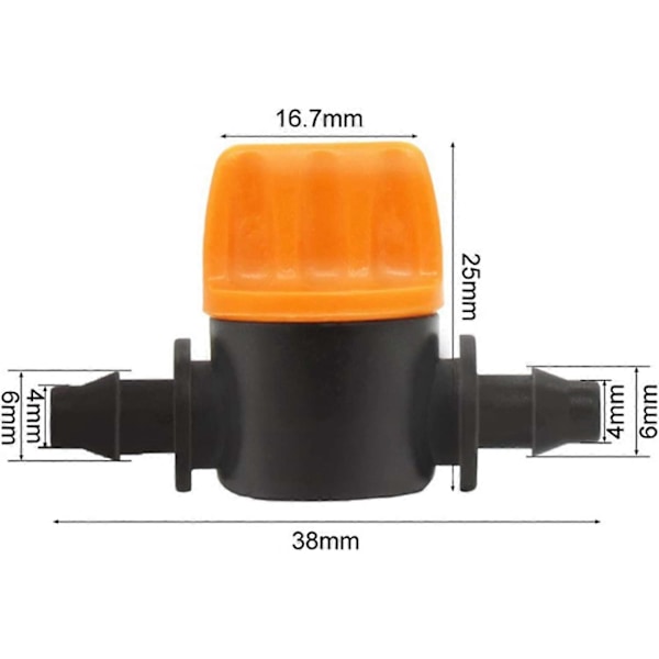 Hageslange 1/4 Miniatyrventil 4/7mm Hagevanning Bryterkobling Pigghylseventil, Dryppvanningskoblinger, 10 stk