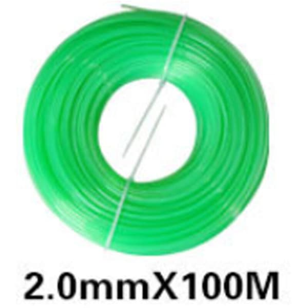 Universal rund trimmertrådrulle, 2 mm diameter, 100 m længde, grøn, til kanttrimning