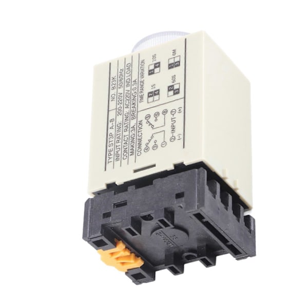 ST3PAB 010S Viivekytkin Rele Nupilla Säädettävä Ajastusrele Jalustalla AC 220V