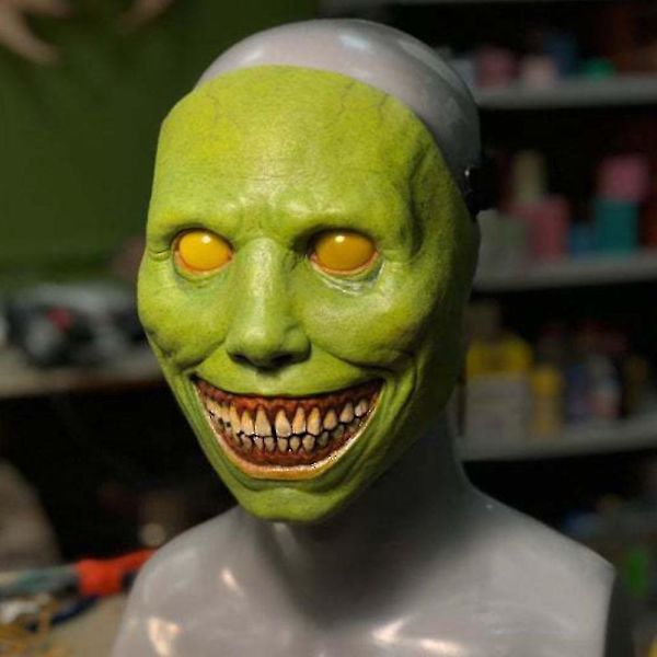 Led Halloween Skräckmask Cosplay Skrämmande Smiley Face Demon Mask Skrämmande Green Without LED