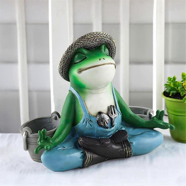 Frø Have Statue Frø Meditation Blomsterpotte, Velegnet til Små Planter, Unik Blomsterpotte Dekoration