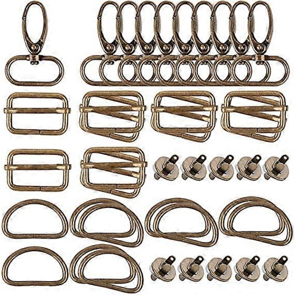 40 st Metall Tri-Glide Spännen + D-formade Ringar + Svängbara Krokar + Magnetiska Sömnadsknappar DIY Tillbehör för Bälte Ryggsäck Hantverksväskor