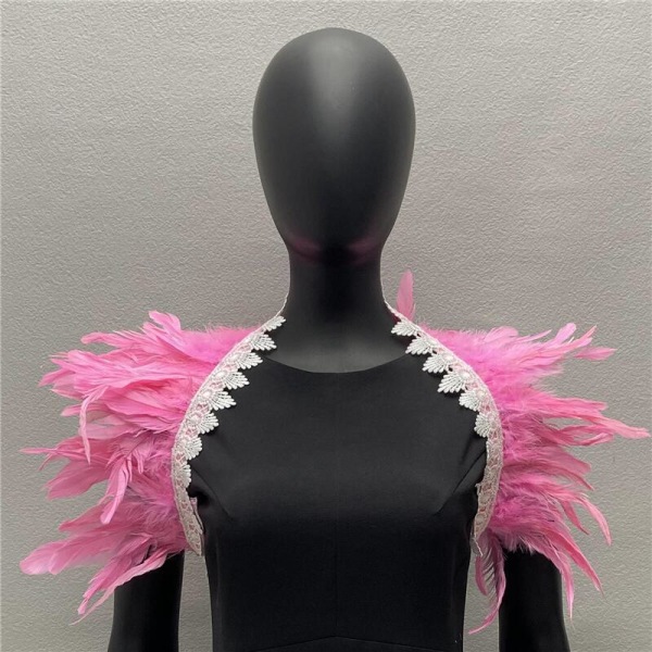 Halloween kostym tillbehör fjäder sjal falsk krage gotisk stil maskerad scen catwalk pure pink