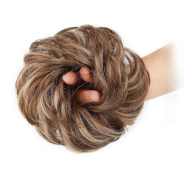 1 STK. rodet hårknold, hårelastikker, extension, krøllet, bølget, rodet, syntetisk chignon til kvinder, opsat hår