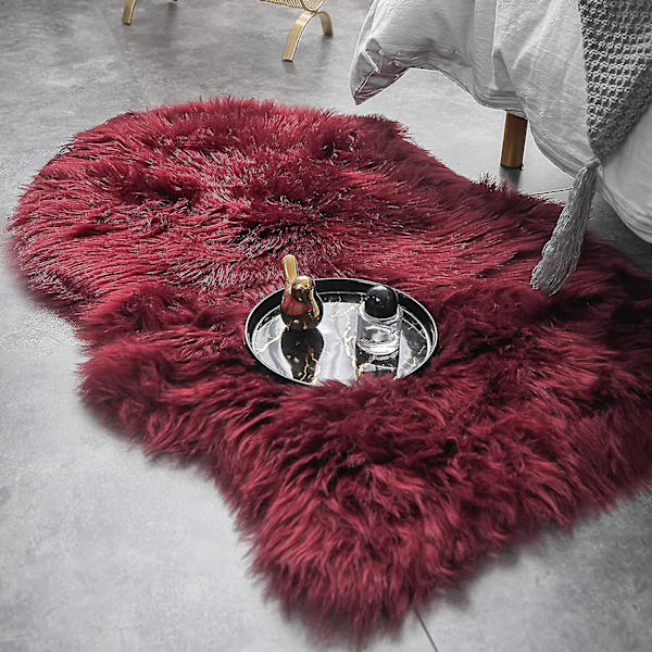 Tflycqluxury Mjukt Faux Fårskinn Cover Sittdyna Pad Plysch Pälsområde Mattor för sovrum, 2ft X 3ft, Vit