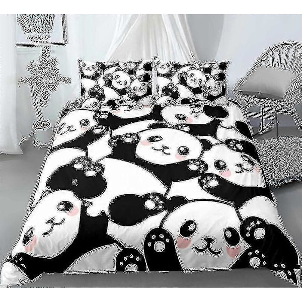 Xm-12# 3d Panda Djur Söt Kit Påslakan Tredelat Set Fyrdelat Set-jie
