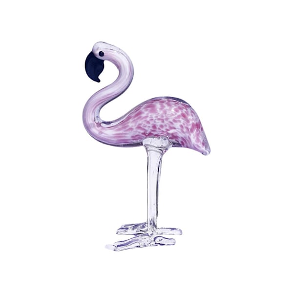 Glass Flamingo Ornament med fine detaljer, samleobjekt dyrefigur skulptur for å forbedre stue og kontor - Rose lilla