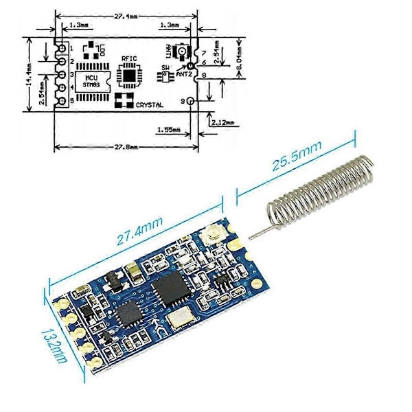 10X HC-12 433Mhz SI4463 Trådlös Seriell Port Modul 1000M Ersätter Bluetooth HC12