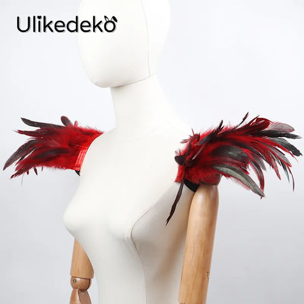 Gotisk fjädersjal rycker på axlarna Bolero fjäder axelomslag Cape Bröllopsfest Halloween Cosplay Rave Carnival Lyx fjädervingar colorful