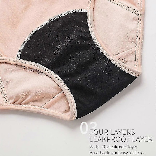 3 stk. menstruasjonstruser med høyt liv, periodisk undertøy for kvinner med 4 absorberende og lekkasjesikre lag, vaskbar hygienisk beskyttelse for kvinner - jie-y