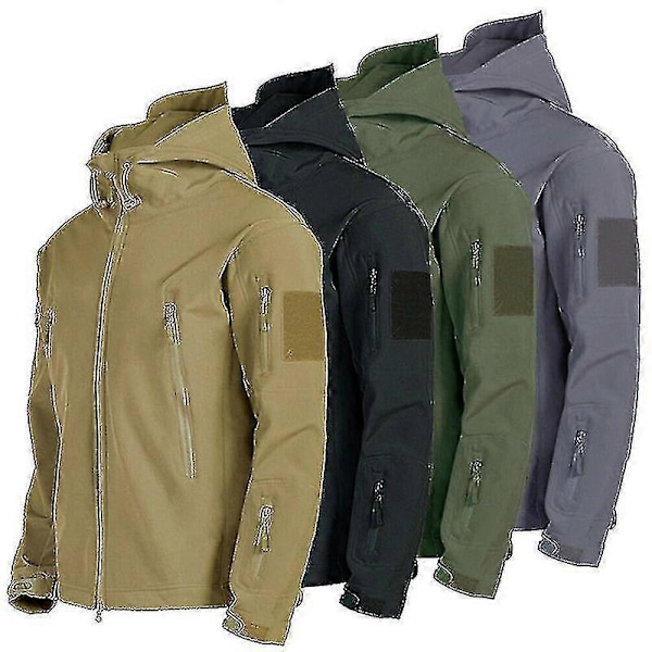 Vanntett Vinter Herre Utendørsjakke Taktisk Frakk Softshell Militærjakker
