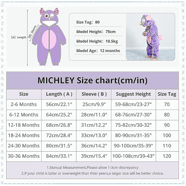 Unisex baby Vinter Höst Flanell Huva Romper Cosplay Jumpsuit Hög kvalitet Owl 19 24 Months