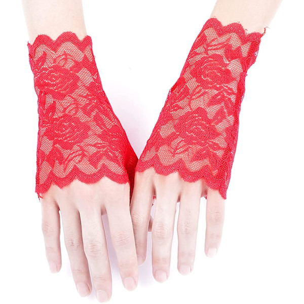 Spetshandskar Fingerlösa. Blommönster brudhandskar för korta bröllopshandskar present