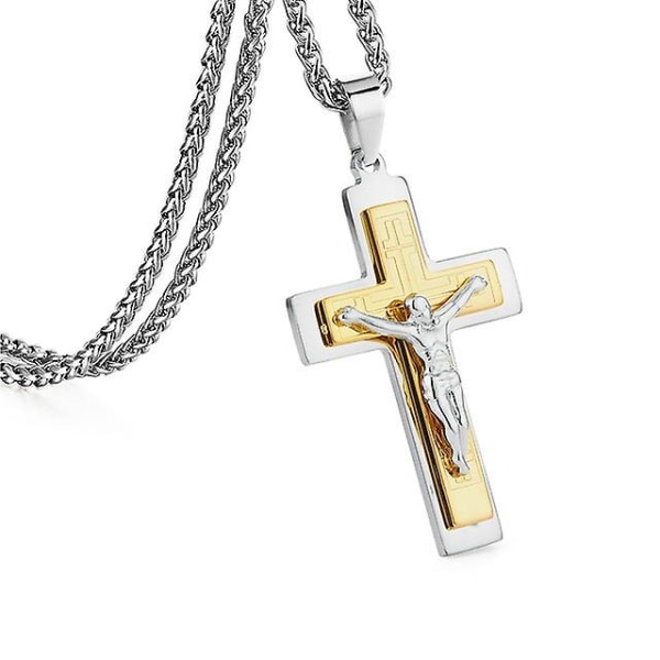 Bibeln Silver Jesus Cross rostfritt stål hänge mäns halsband style 5