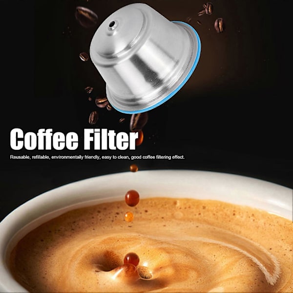 Kahvikapseli Ruostumattomasta teräksestä Uudelleenkäytettävä Täytettävä Suodatinkuppi Dolce Gusto -kahvinkeittimelle Sininen