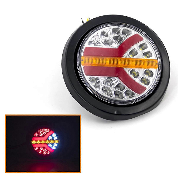 2 stk. 12V 24V LED Rund Bil Baglygte Bremse Stop Side Markør Blinklys Advarselslampe Lastbil