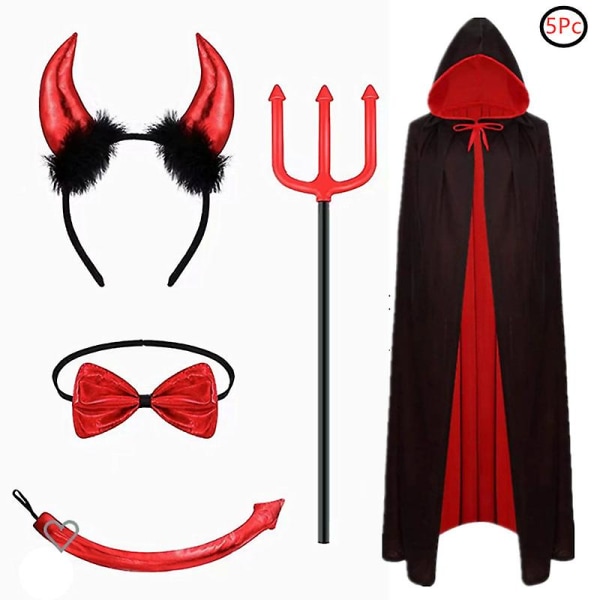 Vuxna barn unisex vampyrdräkt Halloween kostymfest Demon Kohorn Hårband Semesterfest Performance rekvisita 1 120CM