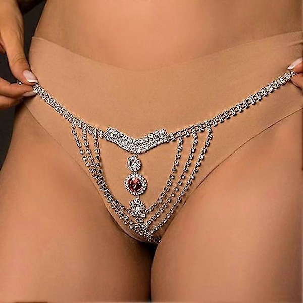 Boho Strassi Alusvaatteet Hopeaketju Kristallinen Stringit Pikkuhousut Bikini G-String Vartalokorut Asusteet Naisille ja Tytöille