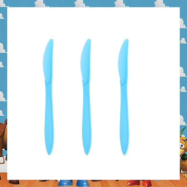 Blå himmel Vita moln Tema Festtillbehör Tecknad Toy Story Engångsservis kopp för barn Pojkar Födelsedagsfestdekorationer Knife-10Pcs