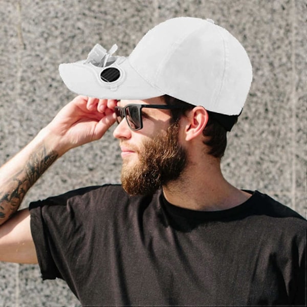 Hvit caps med vifte, solcelle vifte caps, sommer vifte caps, baseballcaps, golfcaps, solcelle vifte caps for menn og kvinner