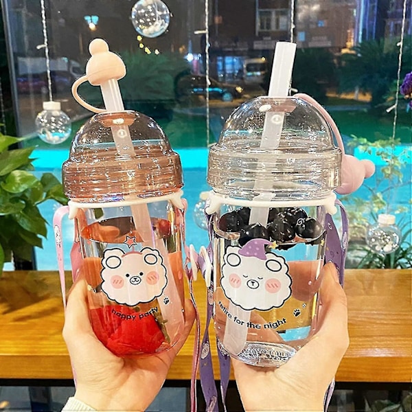 Bubble Tea Kopp, 560ml Gjenbrukbar Drikkekopp Med Lokk Og Sugerør For Smoothies, Milkshakes Og Juice, Flott For Hjem Og Kontor (lilla).