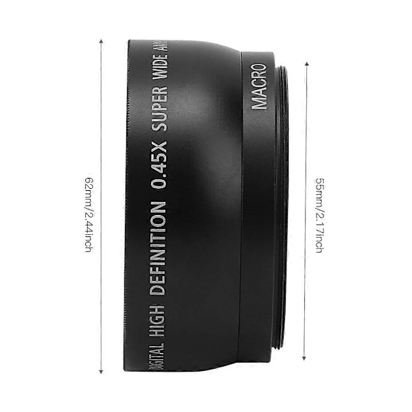 JSR1152 55MM 0.45X Avancerad Vidvinkel Makroobjektiv Passar Alla Kameraobjektiv med 55MM Diameter