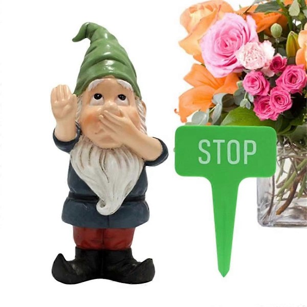 Gnomstatue i harpiks, utendørs hagenisser, plenpynt, hagekunst, hagedekorasjon for uteplass