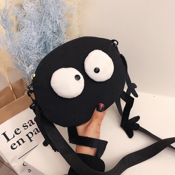 Japansk Anime Hayao Miyazaki Spirited Away No Face Man Canvas Messenger Bags Axel Svart Brikett Plysch Ryggsäck Gray