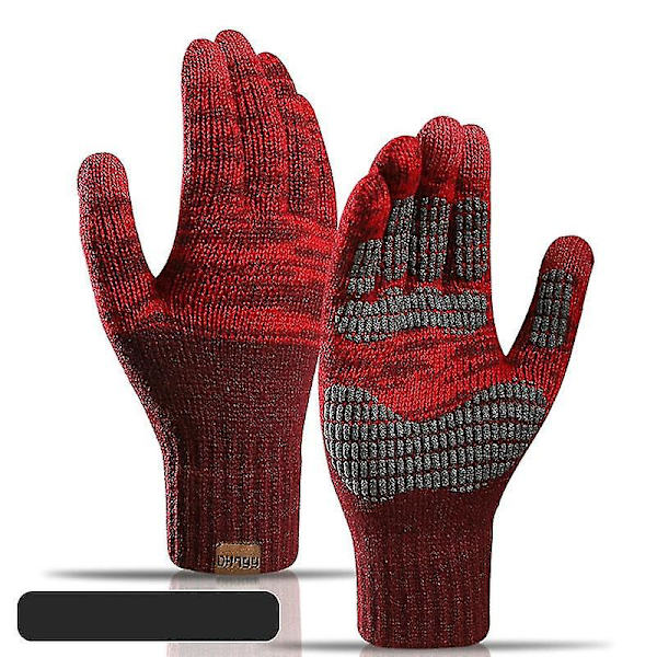 Kvinnors stickade vinterhandskar Cashmere stickade kvinnor höst vinter varma tjocka handskar pekskärm skidhandskar Red