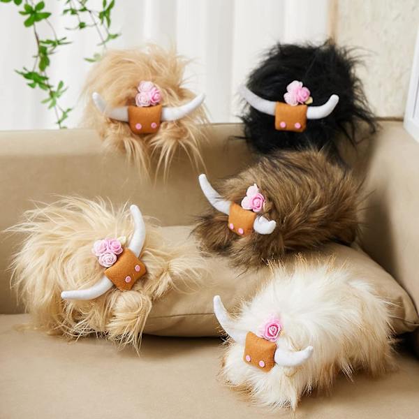 Handgjord Highland Cow Gnome, Farmhouse Nordic Dwarf Heminredning White