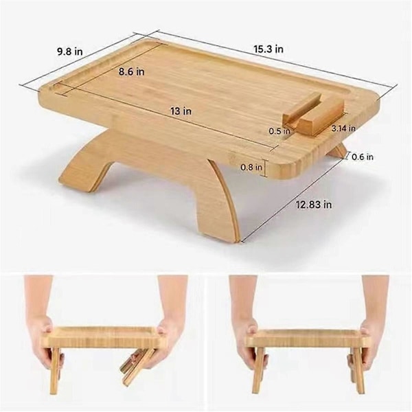 Sofa Clip-on Sidebord til Brede Sofaer Armlæn, Foldbart Sofabakke med 360° Roterende Telefonholder