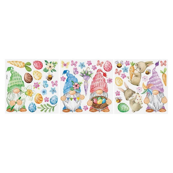 3 stk. Påskeklistremerker Gnome Mønsterdesign Egg Elementer Påske Hjem Dekaler