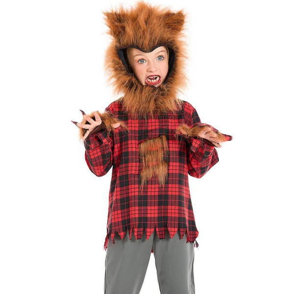 Varulv för barn Halloween kostym för flickor Pojkar Grå fullmåne varulv kostym för barn Wolfman kostym M