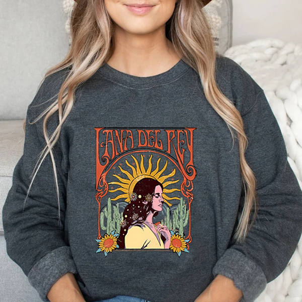 90-tals retro sweatshirt Streetwear Lana Del Rey Vintage Estetisk hoodie Music Tour Shirt Dam Höst Vinter Trendiga toppar White XXXL