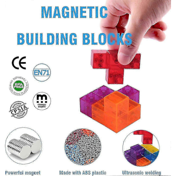 Magnetiske Byggeklodser Til Børn Magic 3d Magnetisk Puslespil Terning Med 54 Vejledningskort Til Børn (rød)