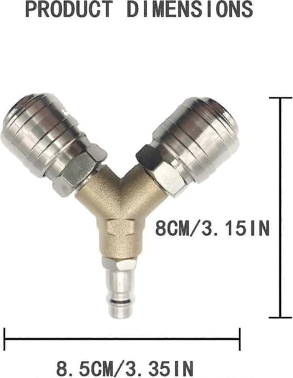 Trykluftfordeler, 1/4 Trykluftfitting 3-vejs Quick Release Trykluftkonnektor med hangevind Y-fordeler