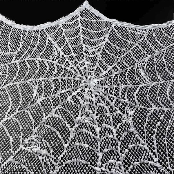 Halloween Eldstadskappa, Vit Spets Spindelväv Eldstadsskydd för Halloween Hemfestdekorationer