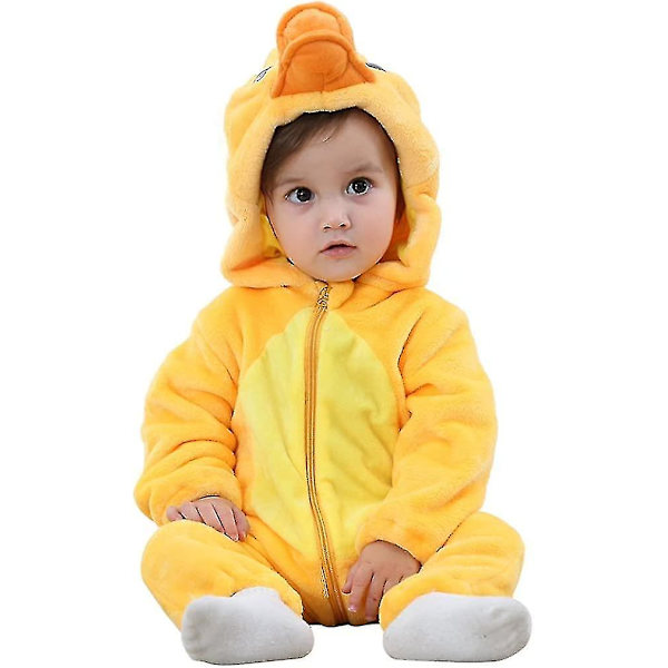Unisex baby Vinter Höst Flanell Huva Romper Cosplay Jumpsuit Hög kvalitet Duck 2 5 Months