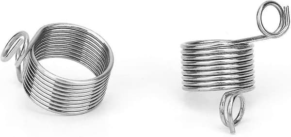 Flätad häftstift i rostfritt stål Flätad fingerring Garnstyrning Spiralhäftstift Stickning Sybehör (Silver) (2 st)