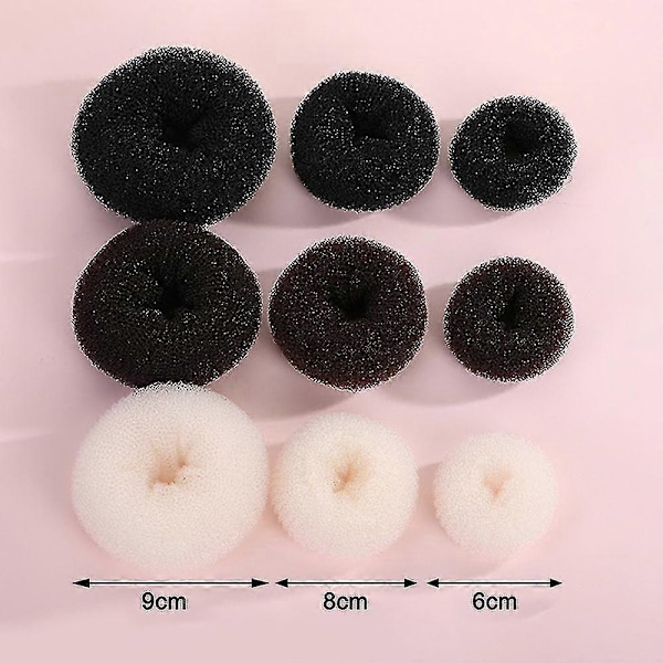 3 stk. Dame Hår Chignon Knold Donut Formere Knude Ring Knold Sort