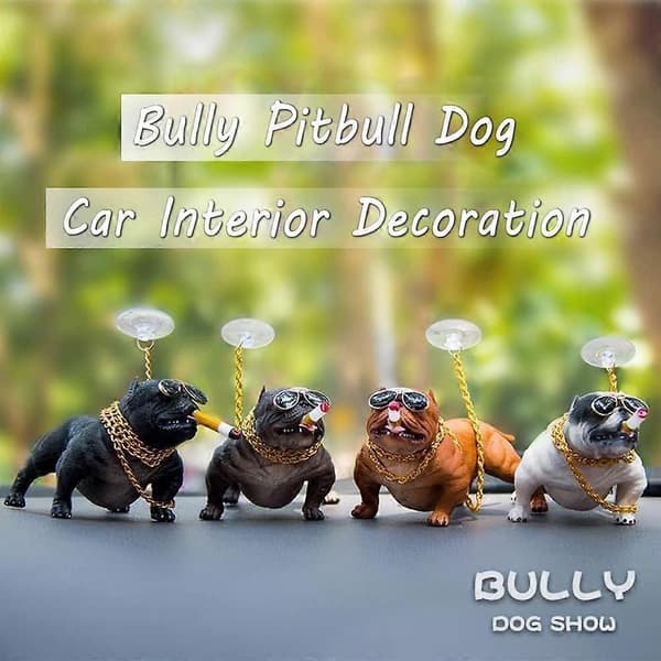 Bildekoration Ornament Cool Hund Instrumentbräda Bully Valp Figurin (Grå)